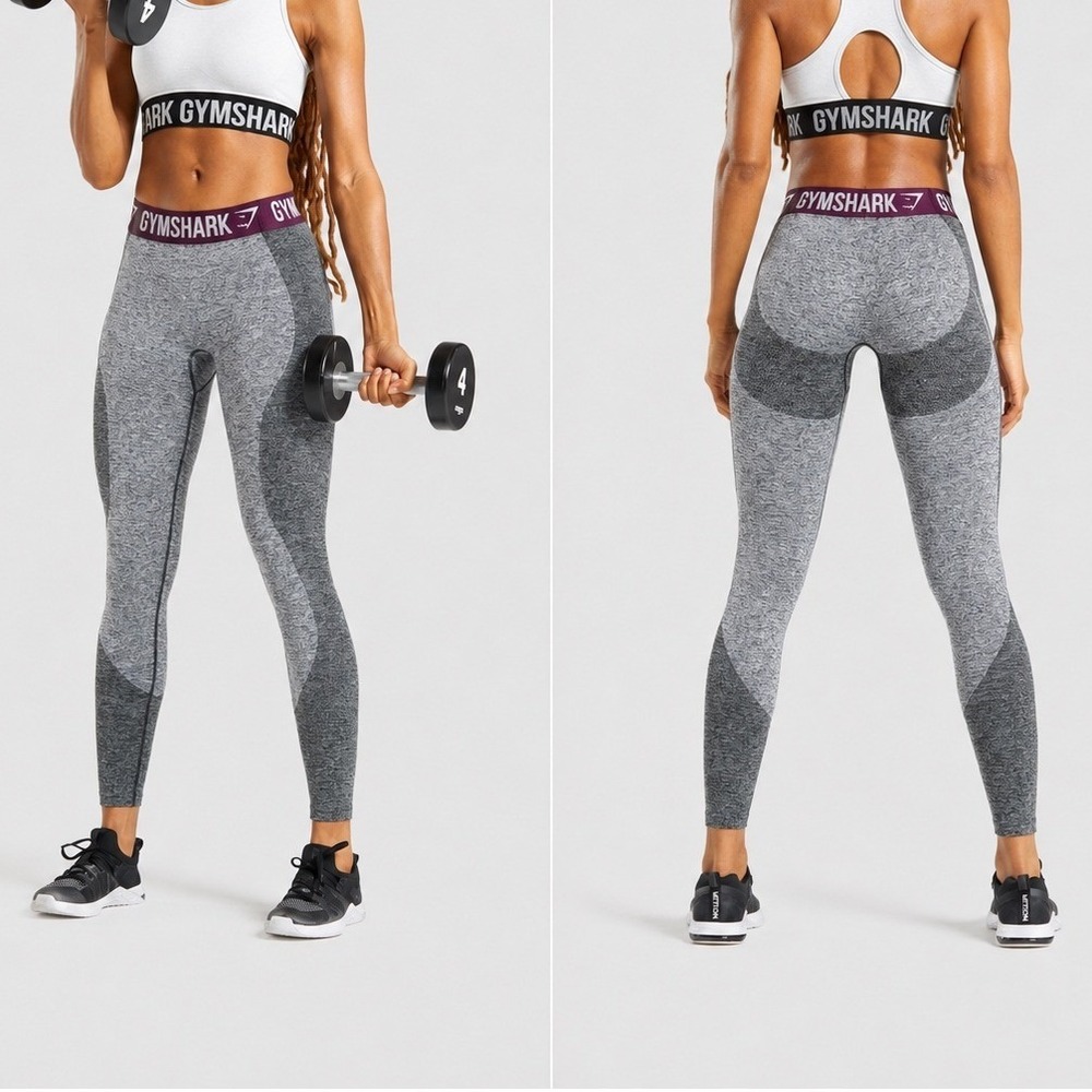 Gymshark Flex Low Rise Leggings Grey Burgundy XS Gym Workout Yoga Training